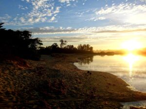 sunrise over beach at Lakes Entrance